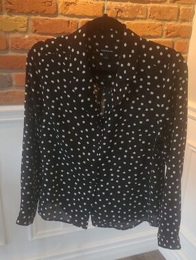 Frank & Oak Black and White Polka Dot Button-Down Shirt